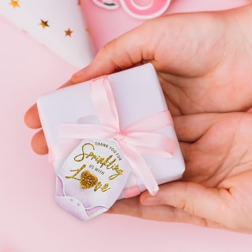 Summer-Ray.com Summer-Ray 50pcs Baby Onesie Baby Shower Thank You Gift Tags with Rhinestone (Pink) - Image 2