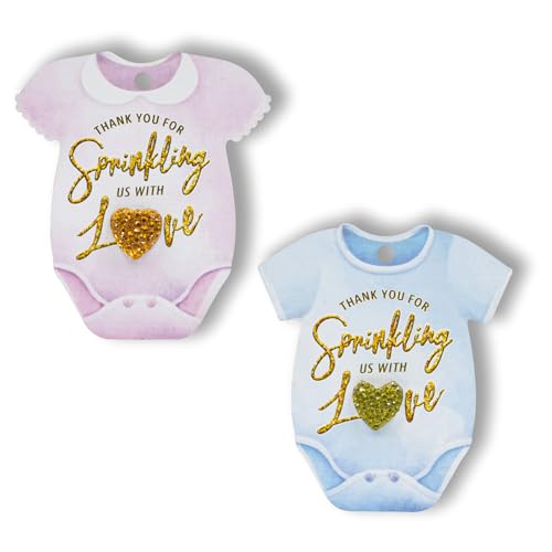 Summer-Ray.com Summer-Ray 50pcs Baby Onesie Baby Shower Thank You Gift Tags with Rhinestone (Pink) - Image 5