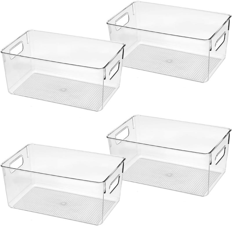 CONTROL KITCHEN Clear Plastic Storage Bins, Pantry Organizers and Storage Containers Fridge Organizer Bins for Organizing Kitchen Cabinet Organizer Bin Bathroom Freezer Refrigerator Organization - Image 1