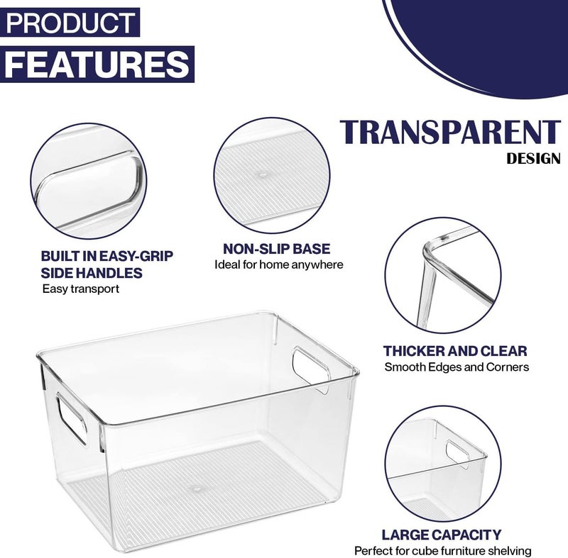 CONTROL KITCHEN Clear Plastic Storage Bins, Pantry Organizers and Storage Containers Fridge Organizer Bins for Organizing Kitchen Cabinet Organizer Bin Bathroom Freezer Refrigerator Organization - Image 4