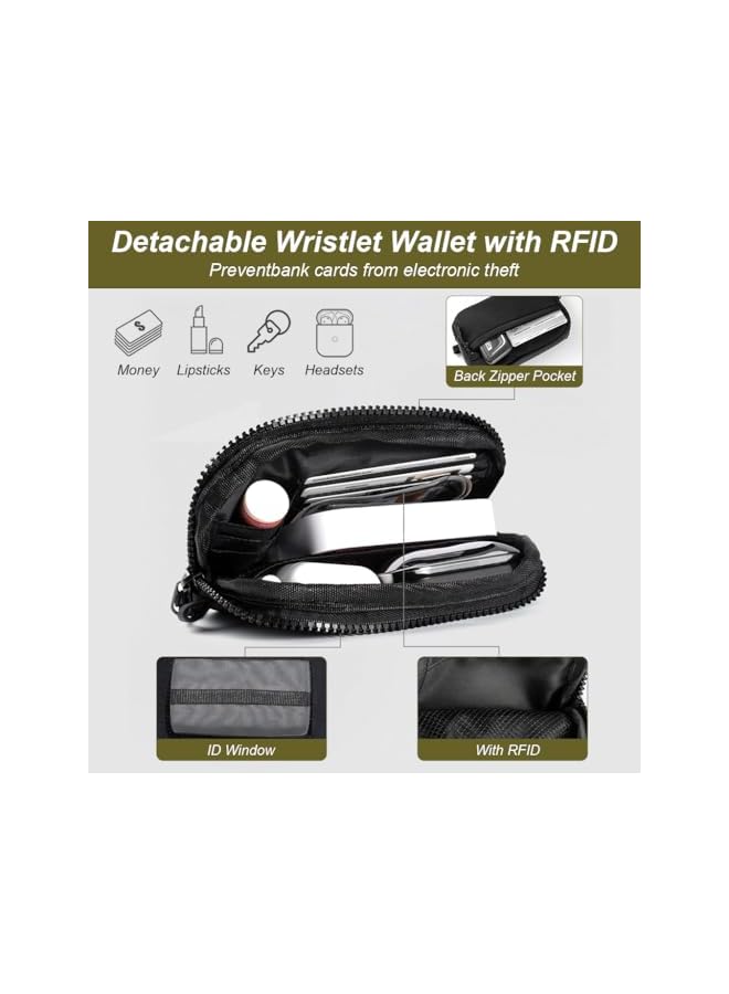 Green Tiger Phone Lanyard Crossbody, 2-in-1 Phone Sling Lanyard with Utility Zipper Pouch & Stainless Steel Phone Tether Tabs, Adjustable Neck/Shoulder Strap for Travel, Outdoor Activities - Image 4