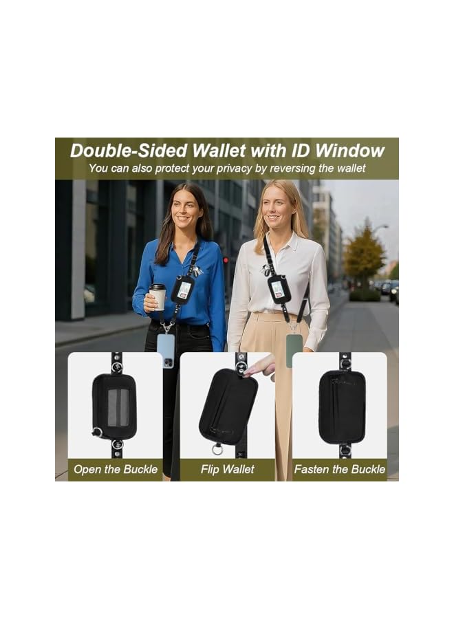 Green Tiger Phone Lanyard Crossbody, 2-in-1 Phone Sling Lanyard with Utility Zipper Pouch & Stainless Steel Phone Tether Tabs, Adjustable Neck/Shoulder Strap for Travel, Outdoor Activities - Image 2