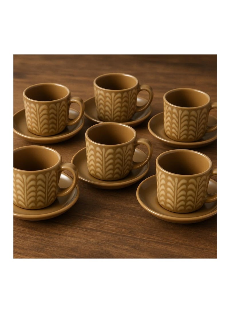 Porcelain Cups and Saucers Set of 6 - Elegant Design with Classic Pattern - Image 2