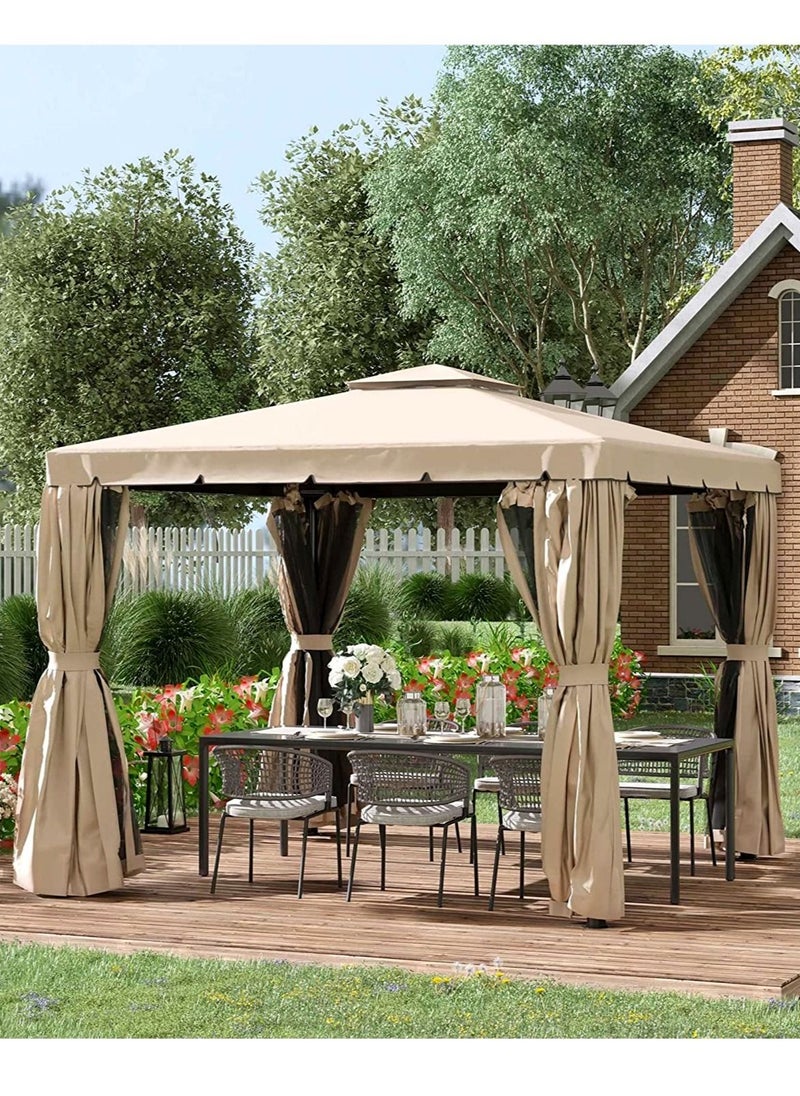 Living - Outdoor Patio Gazebo with Polyester Curtains and Netted Screens 300*400cm. - Image 1