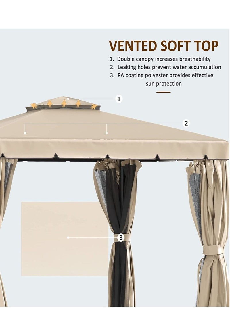 Living - Outdoor Patio Gazebo with Polyester Curtains and Netted Screens 300*400cm. - Image 1