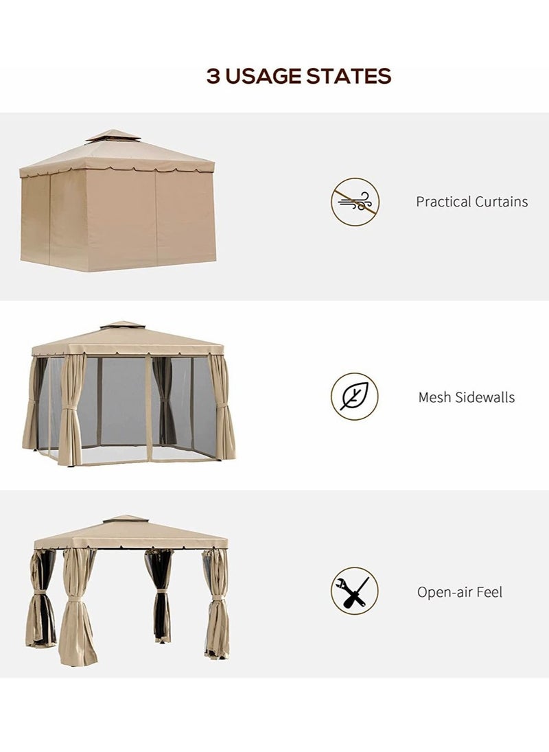 Living - Outdoor Patio Gazebo with Polyester Curtains and Netted Screens 300*400cm. - Image 1