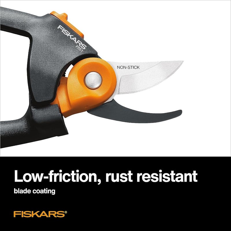 فيسكارس 1 FISKARS POWERGEAR مقص تقليم بايباس أسود/برتقالي - Image 4