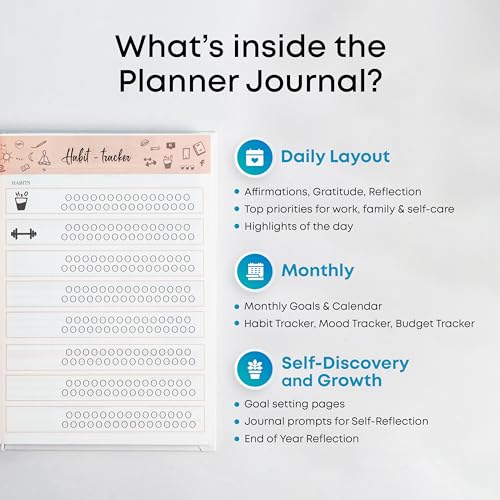 The Journal Lab Find Your Balance Undated Daily Planner | 4-Month Productivity & Wellness Planner Journal | 300 Pages | Habit Tracker, Mood Tracker & Gratitude Journal (Peach) - Image 5