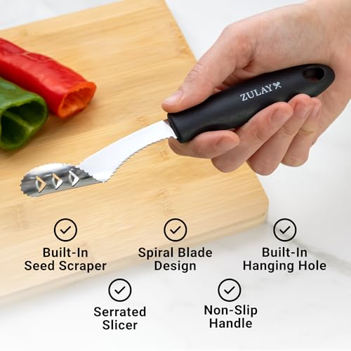 Zulay Kitchen Jalapeno Corer & Seed Remover – 430 Stainless Steel Pepper Coring Tool with Serrated Blade for Effortless Deseeding – Chili, Bell Pepper and Jalapeno Core Remover for Cooking & Grilling - Image 4