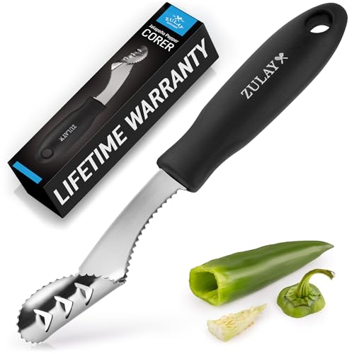 Zulay Kitchen Jalapeno Corer & Seed Remover – 430 Stainless Steel Pepper Coring Tool with Serrated Blade for Effortless Deseeding – Chili, Bell Pepper and Jalapeno Core Remover for Cooking & Grilling - Image 1