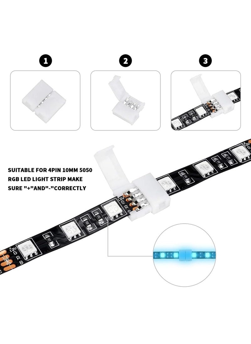 ELEPHANTBOAT ELEPHANTBOAT Connectors for RGB LED Light Strip Extension 10mm Gapless Connectors for RGB LED Light Strip Universal 4Pin Connectors for SMD 5050 RGB LED Light Strip Terminal Extension 10pcs  - Image 2