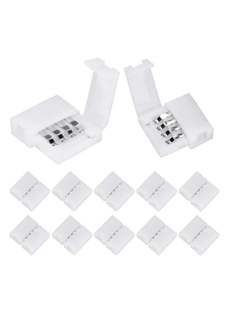 ELEPHANTBOAT ELEPHANTBOAT Connectors for RGB LED Light Strip Extension 10mm Gapless Connectors for RGB LED Light Strip Universal 4Pin Connectors for SMD 5050 RGB LED Light Strip Terminal Extension 10pcs  - Image 1