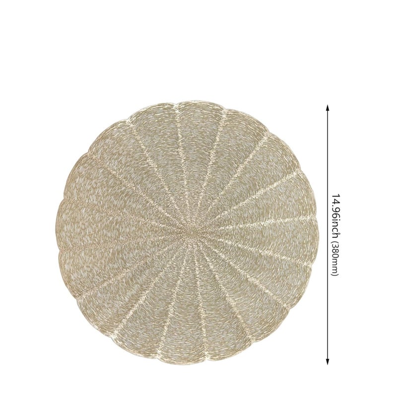 SOLARAE طقم مفرش طاولة من 6 قطع، مفرش دائري ذهبي من الفينيل 15 بوصة سهل التنظيف وغير قابل للانزلاق ومقاوم للحرارة لطاولة الطعام، الزفاف، الحفلة، المهرجان - Image 4