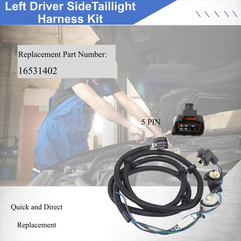 PANNUOSCS Tail Light Wiring Harness 16531402 Compatible with 2003-2007 Chevy Silverado 1500/2500/3500 Passenger Side Tail Lamp Wire Socket Taillight Wiring Harness Kit Rear Right Harness Asm Tail Lamp Wiring - Image 5