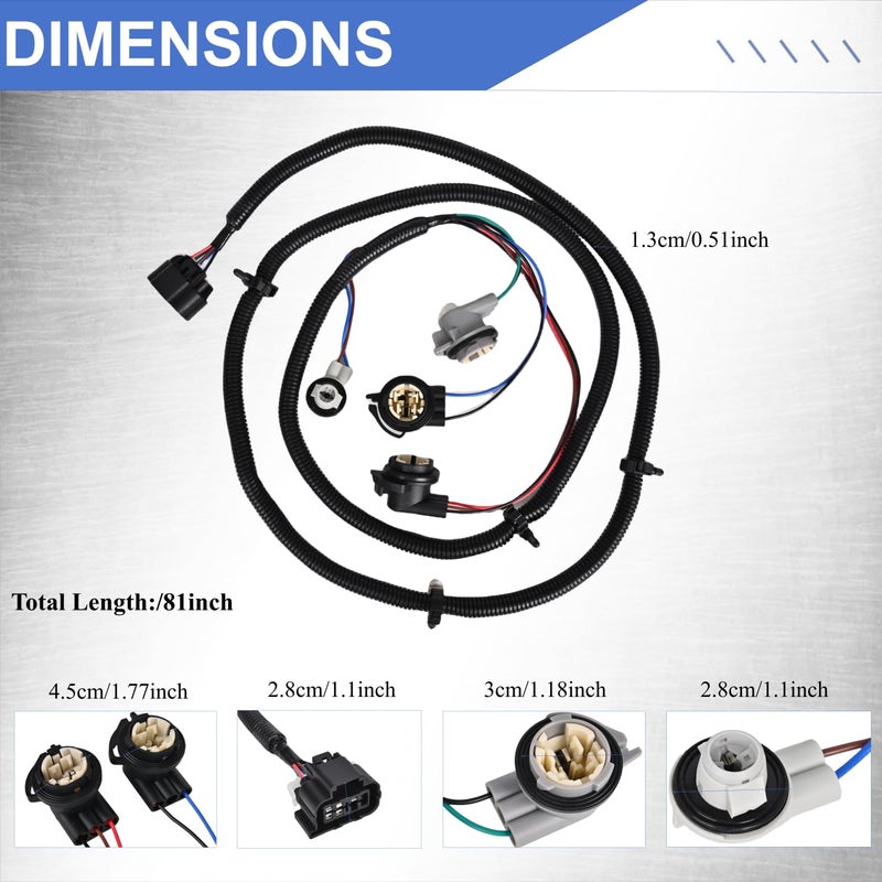 PANNUOSCS Tail Light Wiring Harness 16531402 Compatible with 2003-2007 Chevy Silverado 1500/2500/3500 Passenger Side Tail Lamp Wire Socket Taillight Wiring Harness Kit Rear Right Harness Asm Tail Lamp Wiring - Image 3