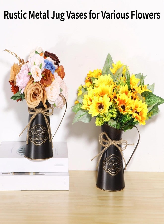 Homaisson Rustic Metal Jug Vase, 7.9 Inch Tall, 8 PCS Metal Pitcher Vase for Flower, Farmhouse Decor Vintage Kitchen Bathroom Decor Vases for Home - Image 3