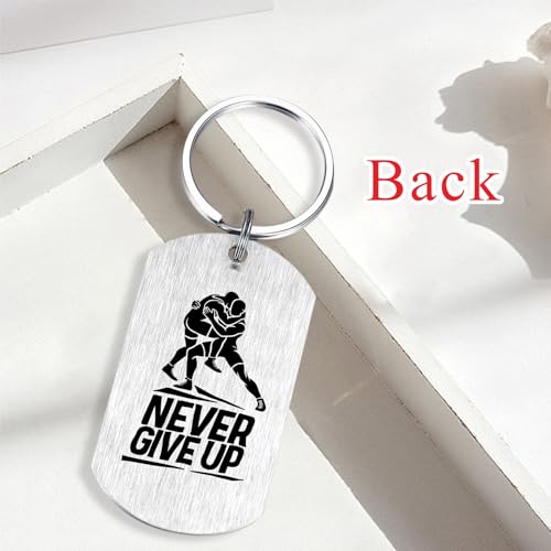 Alotozo Wrestling Gifts - Wrestling Keychain for Teens Boys, Never Give Up Inspirational Key Chain Gift for Wrestlers Athletes, Christmas Graduation Birthday - Image 4