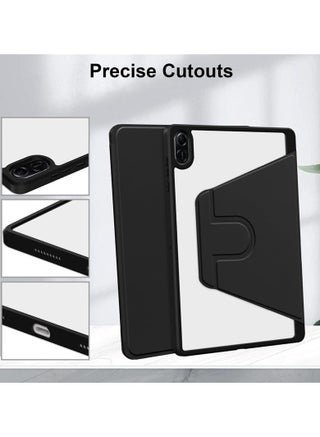 Clear Back Case Compatible with Honor Pad X8a 11-inch 2024, Honor Pad X8b 11 inch 2026,360 Degree Swivel Stand Flip Smart Cover Auto Sleep/Wake Case For Honor Pad X8a Tablet (Black) - view 3