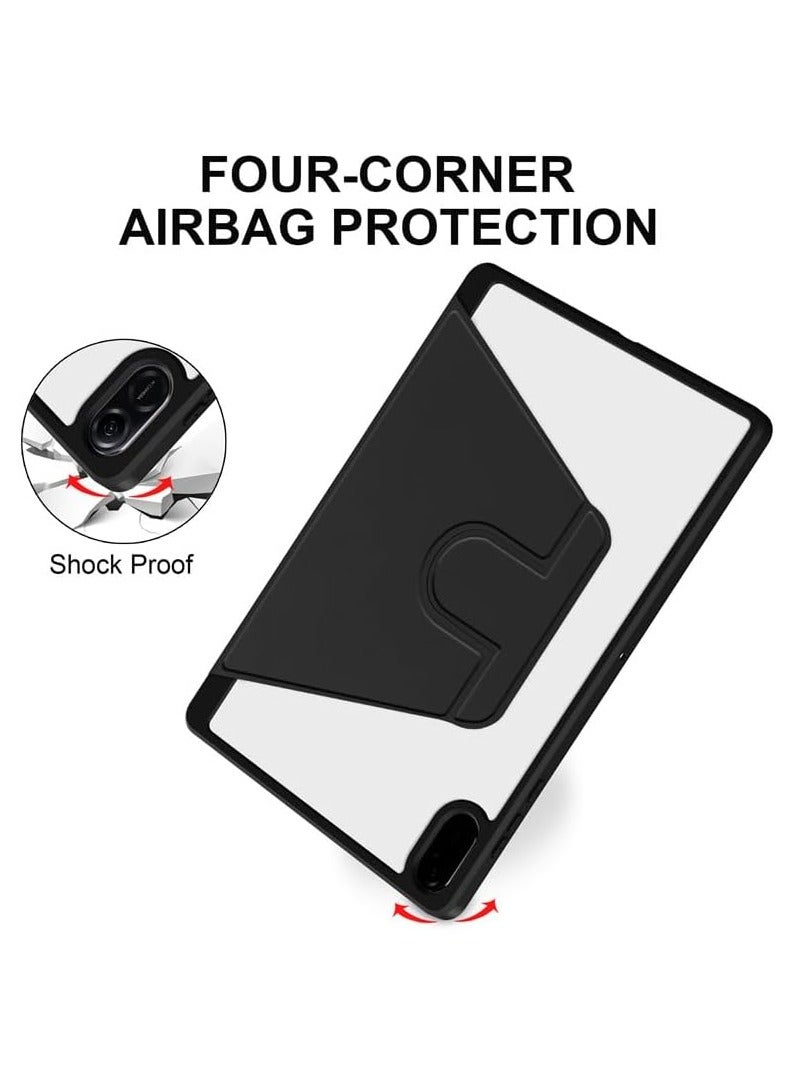 VKL Clear Back Case Compatible with Honor Pad X8a 11-inch 2024, 360 Degree Swivel Stand Flip Smart Cover Auto Sleep/Wake Case For Honor Pad X8a Tablet (Black) - Image 4