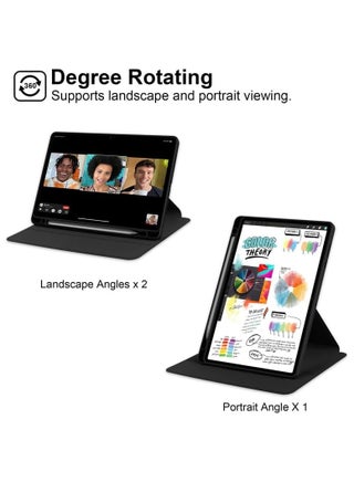 Clear Back Case Compatible with Honor Pad X8a 11-inch 2024, Honor Pad X8b 11 inch 2026,360 Degree Swivel Stand Flip Smart Cover Auto Sleep/Wake Case For Honor Pad X8a Tablet (Black) - view 5