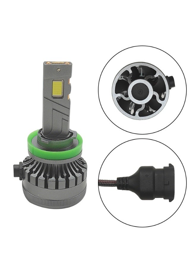 xozgdovg Three copper tube ultra bright LED car headlight H11 modified 120W far and near integrated (1 pieces/box) - Image 1