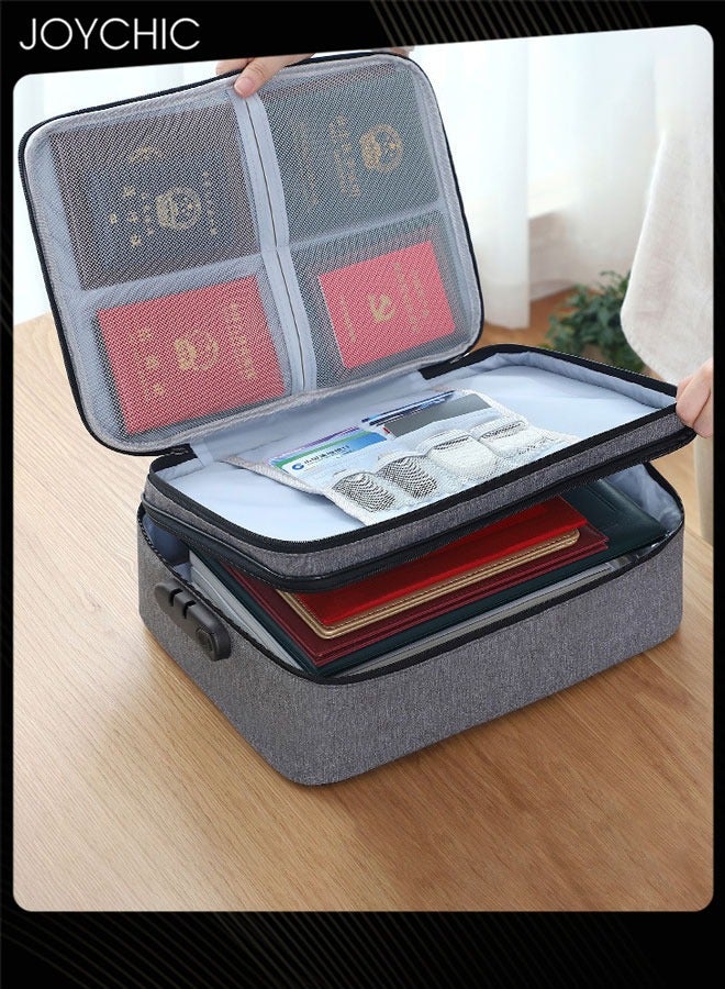 Multi-layer Large Capacity Family Document Storage Bag Contracts Passport Certificates Holder Organizer Home Office Travel Security Bag with Lock