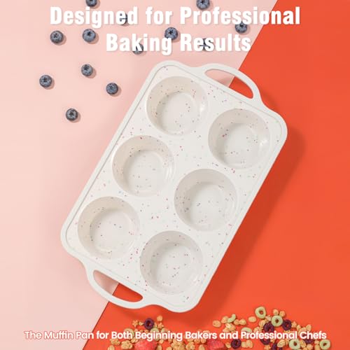 Fimary Silicone Jumbo Muffin Pan with Metal Frame, Non Stick Food Grade Silicone Large Muffin Pan Set of 2, with Handles 6 Cup,BPA-Free and Dishwasher Safe, Jumbo Cupcake Pans - Image 2