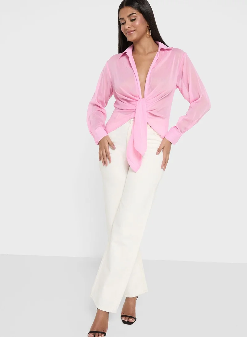 ELLA  Sheer Tie Up Shirt for Women | Best Price UAE