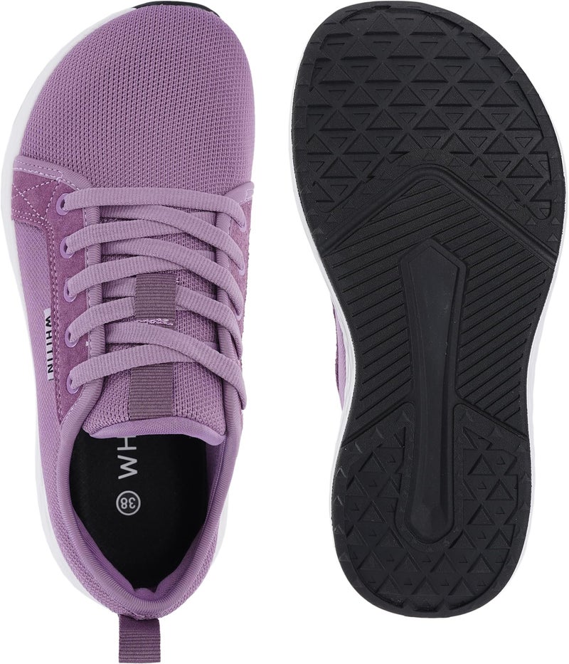WHITIN Womens Wide Width Toe Box Shoes Size 7W Stylish Walking Tennis Diabetic Zero Drop Travel Lace Up Sneakers Purple 38 - Image 4