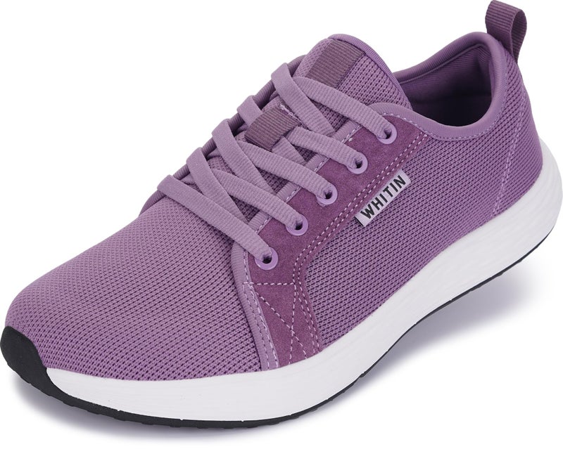 WHITIN Womens Wide Width Toe Box Shoes Size 7W Stylish Walking Tennis Diabetic Zero Drop Travel Lace Up Sneakers Purple 38 - Image 1