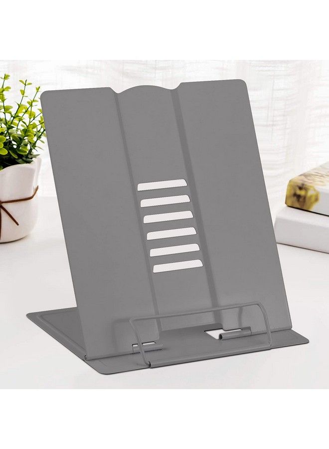 MSDADA Large Book Stand For Desk Reading Hands Free Msdada Book Holder Adjustable Document Cookbooks Holder For Textbooks Tablet Music Books Recipe (Grey) - Image 1