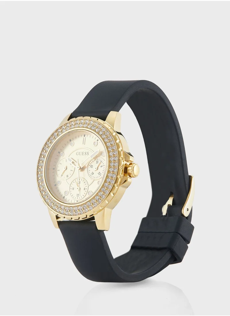 GUESS Crown Jewel Lather Strap Analog Watch