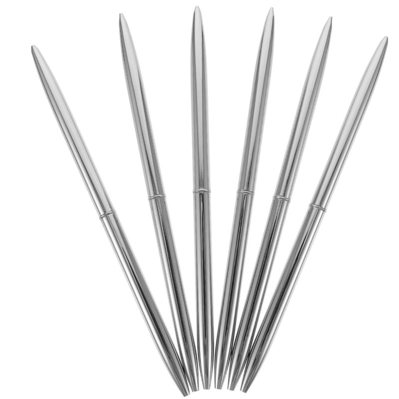 6pcs Silver Metal Ballpoint Pens Set Smooth Ink Writing Pens For Office Hotel And Home Use - Image 2