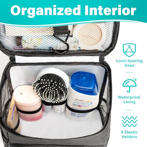 Hiverst Hanging Toiletry Bag, Shower Caddy Tote Bag (Updated Version, Full Size Bottle Compatible), Bath Organizer for College Dorms, Gym, Camp, Women Men, with Funny Luggage Tag - Image 5