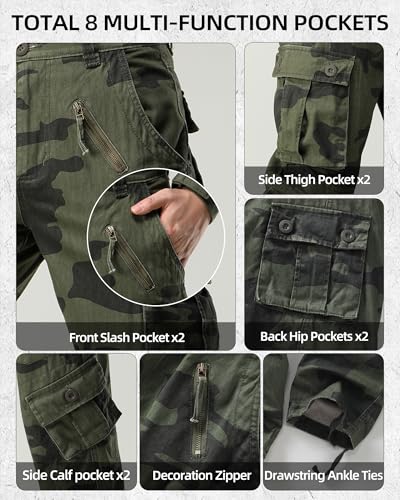 AKARMY Men's Casual Cargo Pants Military Army Camo Pants Combat Work Pants with 8 Pockets F Camo 42 - Image 5