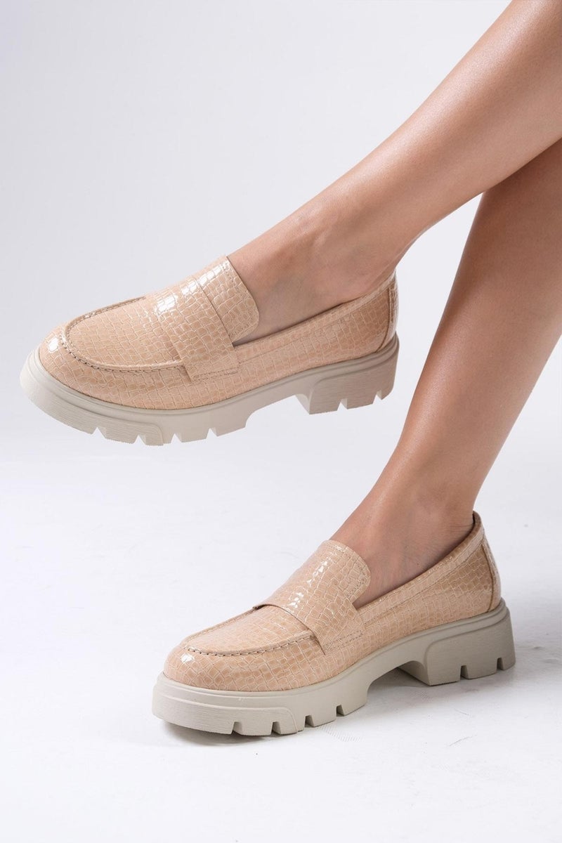 Mio Gusto Andrea Nude Thick Soled Women's Loafer Shoes  - Image 1