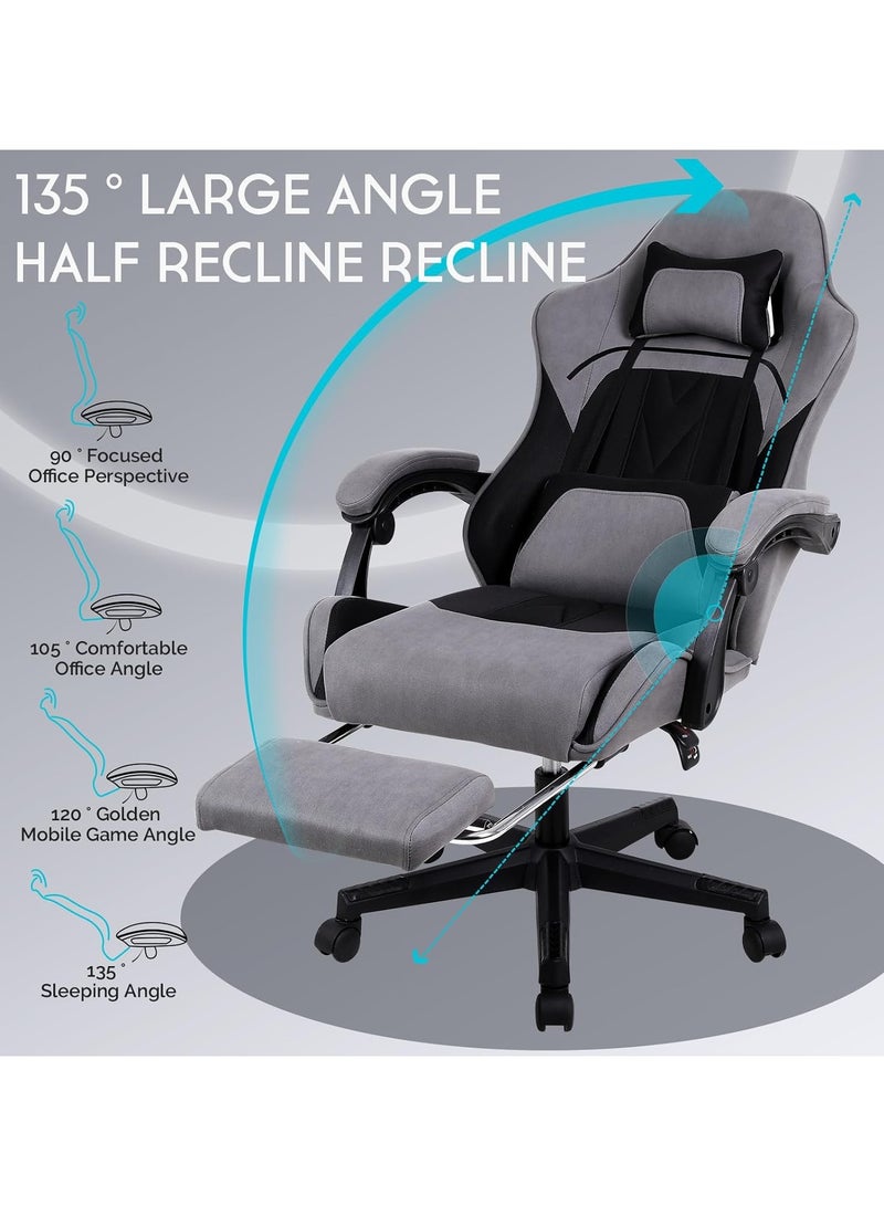 Gaming Chair, Computer Chair with Footrest and Lumbar Support, Height Adjustable Game Chair with 360°-Swivel Seat and Headrest and for Office - Image 3