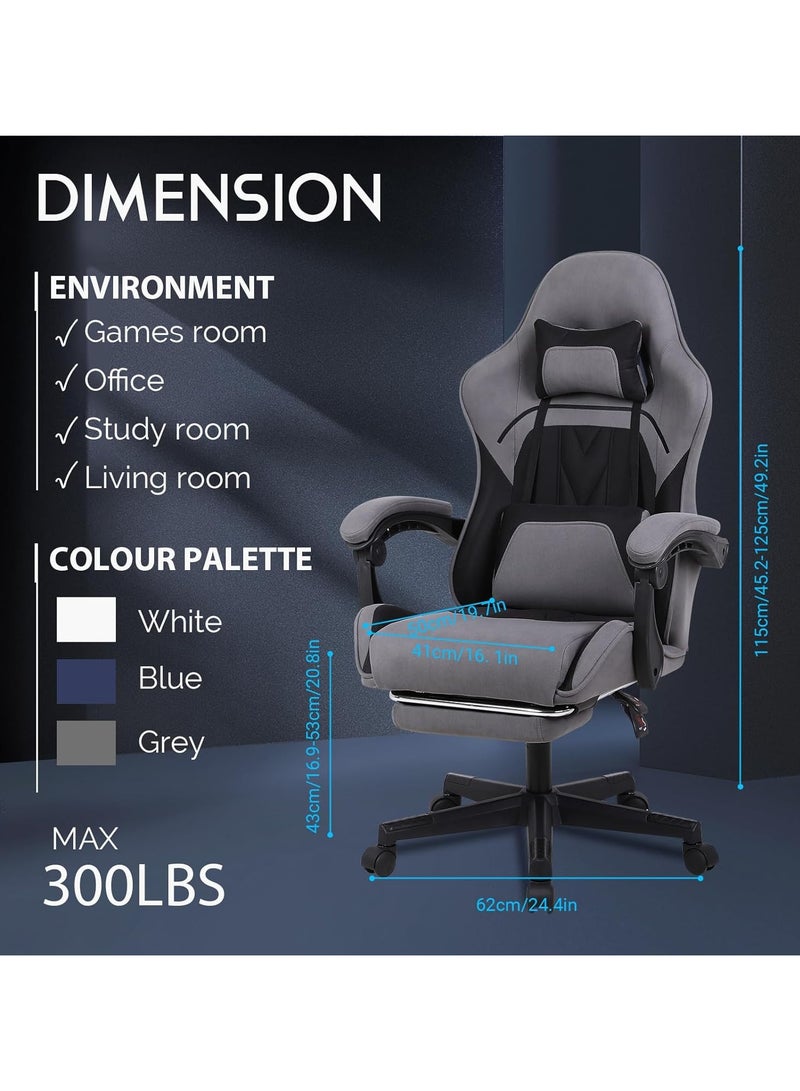 Gaming Chair, Computer Chair with Footrest and Lumbar Support, Height Adjustable Game Chair with 360°-Swivel Seat and Headrest and for Office - Image 2