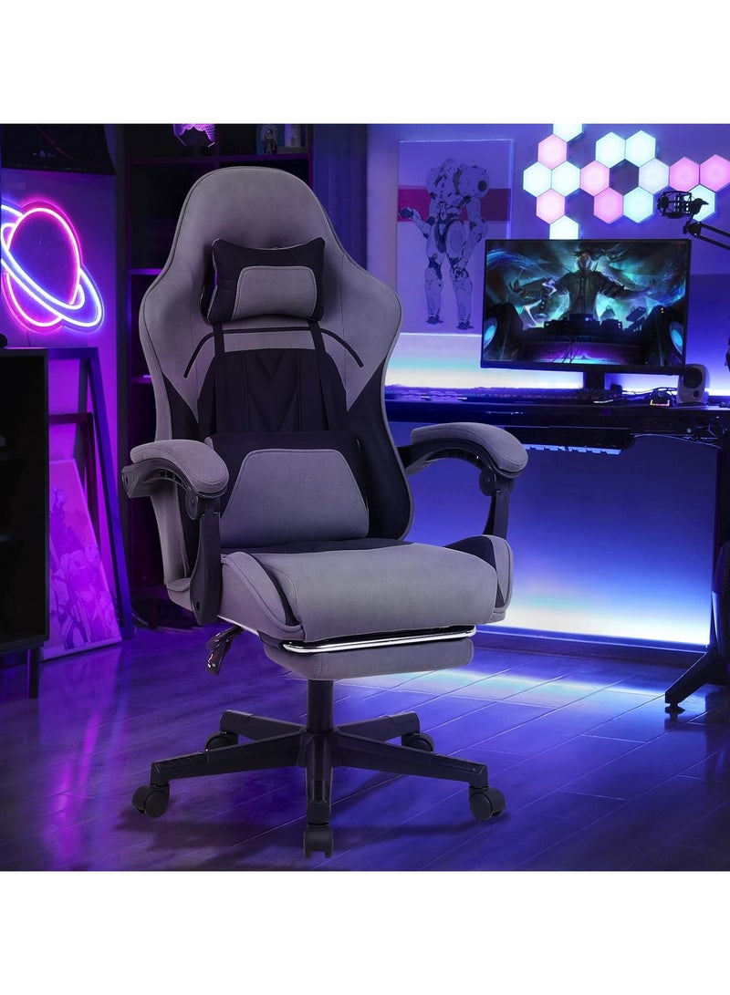 Gaming Chair, Computer Chair with Footrest and Lumbar Support, Height Adjustable Game Chair with 360°-Swivel Seat and Headrest and for Office - Image 4