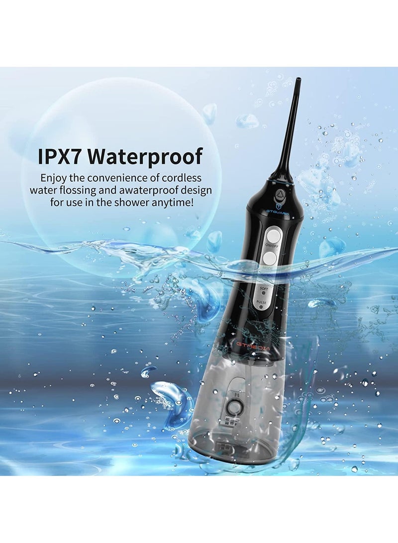 خيط مائي لاسلكي لتنظيف الأسنان، سعة 300 مل، مع 5 رؤوس و3 أوضاع، مقاوم للماء بمعيار IPX7، جهاز تنظيف أسنان محمول للتقويم، إزالة البلاك، والعناية باللثة - Image 4