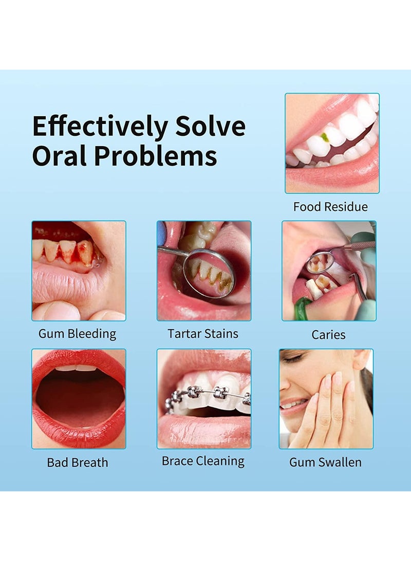 خيط مائي لاسلكي لتنظيف الأسنان، سعة 300 مل، مع 5 رؤوس و3 أوضاع، مقاوم للماء بمعيار IPX7، جهاز تنظيف أسنان محمول للتقويم، إزالة البلاك، والعناية باللثة - Image 5