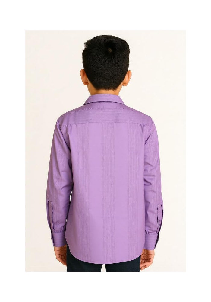 CHARCHIT Boys Cotton Blend Solid Full Sleeves Casual Shirt - Magenta - Image 2