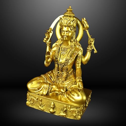 NEEANN Santoshi Maa Murti for Home Temple | 4.5 Inch Polystone Idol | Devi Statue for Pooja, Mandir, Home Decor | Brass Colour, Antique Silver & White Colour (Brass Color) - Image 4
