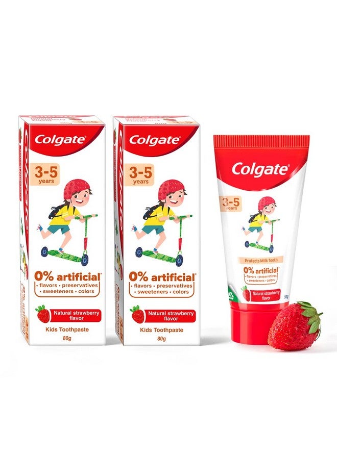 Colgate Kids 35 Yrs Premium Anticavity Toothpaste Natural Strawberry Flavour 0% Artificial 80G (Combo Pack Of 2) - Image 1