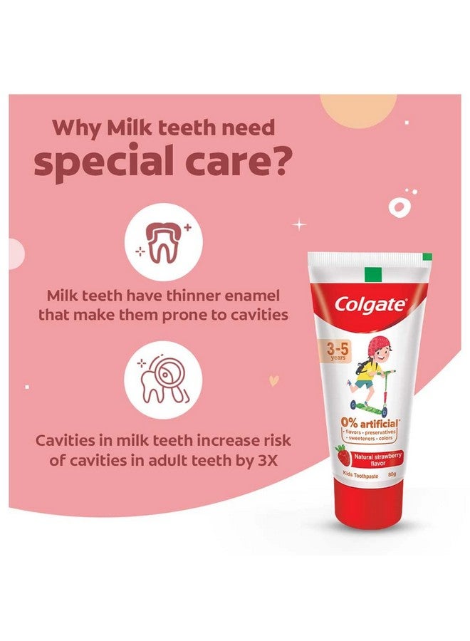 Colgate Kids 35 Yrs Premium Anticavity Toothpaste Natural Strawberry Flavour 0% Artificial 80G (Combo Pack Of 2) - Image 3