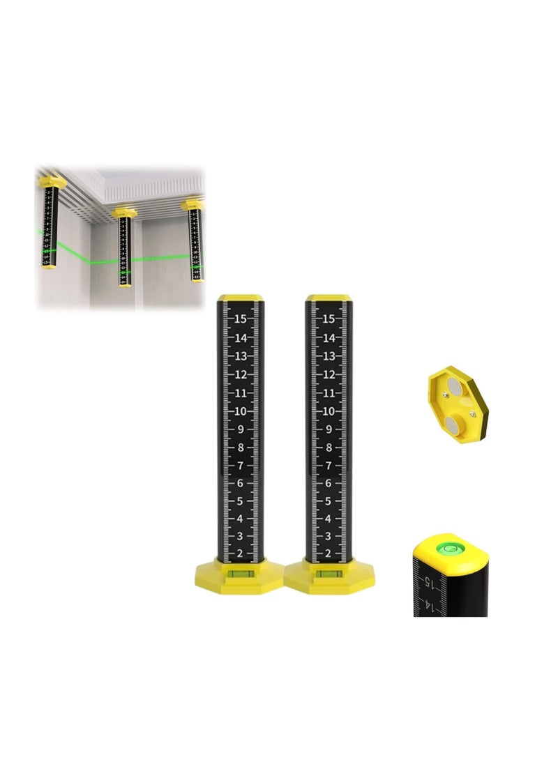 SYOSI - Ceiling and Floor Tile Height Ruler, Objects Height Measurement Tool Ensure Height Equal, with Magnetic Base, Leveling Special Ruler,Aluminum Alloy Laser Engraved Ruler, Tile Paving (2 PCS) - Image 1