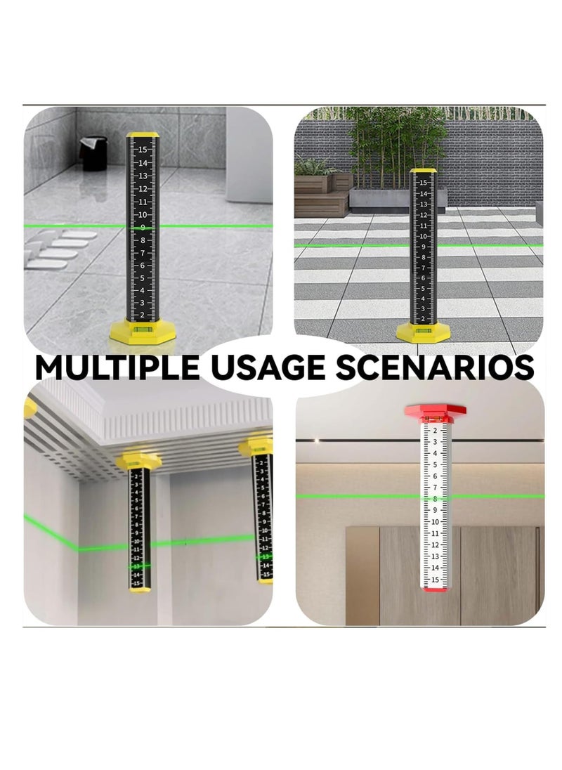 SYOSI - Ceiling and Floor Tile Height Ruler, Objects Height Measurement Tool Ensure Height Equal, with Magnetic Base, Leveling Special Ruler,Aluminum Alloy Laser Engraved Ruler, Tile Paving (2 PCS) - Image 1