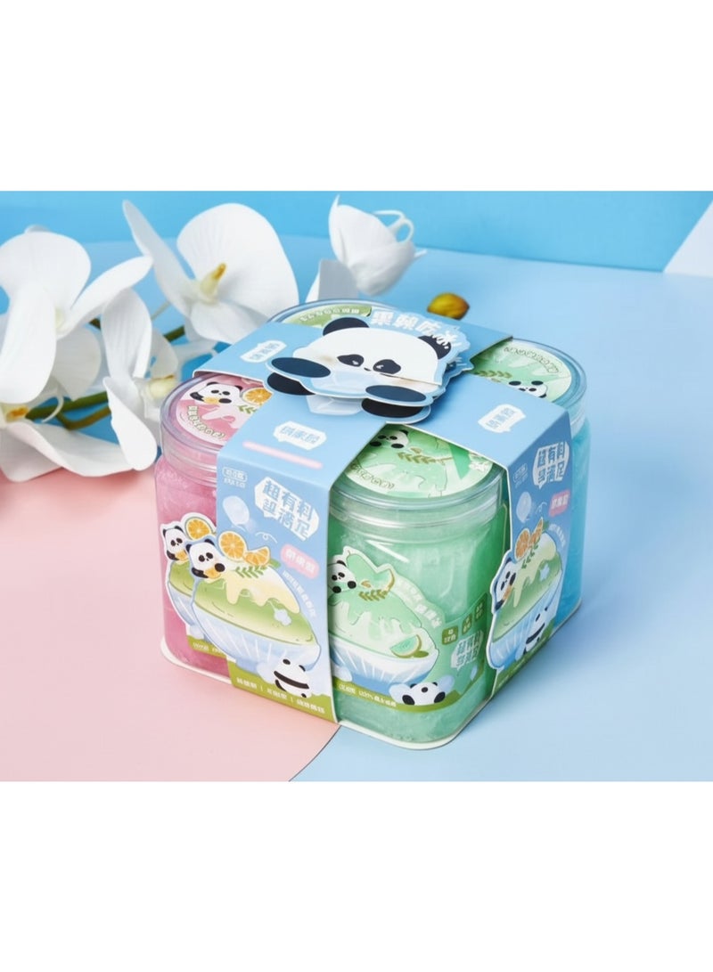 متجر 7 سلايم ملون للأطفال برائحة فواكه منعشة – عبوة 4 ألوان بتصميم باندا لطيف، طين لعب ناعم ومرن بتركيبة آمنة وغير لاصقة، مثالي للتسلية وتنمية الإبداع الحسي - Image 1