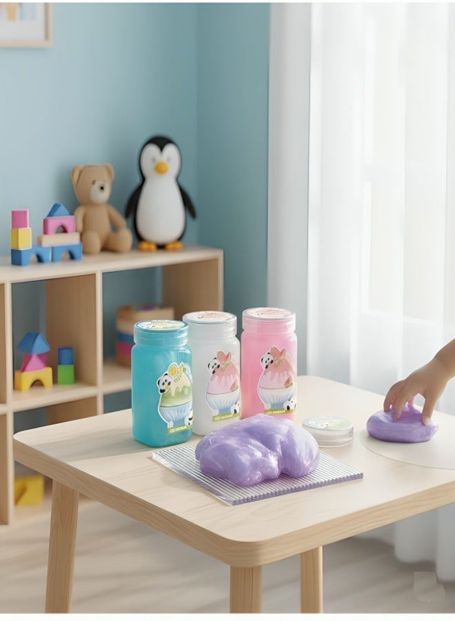 متجر 7 سلايم ملون للأطفال برائحة فواكه منعشة – عبوة 4 ألوان بتصميم باندا لطيف، طين لعب ناعم ومرن بتركيبة آمنة وغير لاصقة، مثالي للتسلية وتنمية الإبداع الحسي - Image 3