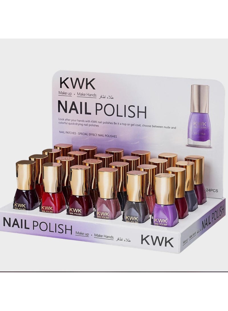 طقم طلاء اظافر يحتوي على 24 قطعة متعددة الألوان